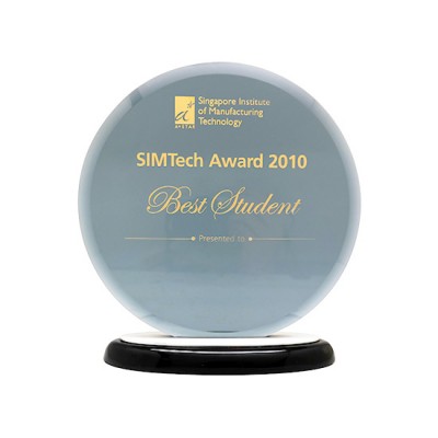 Round Grey Tone Glass Plaque/ Trophy