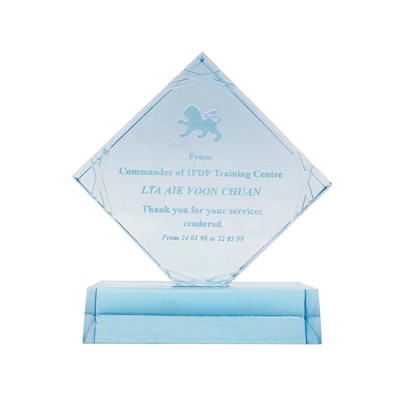 Square Shape Blue  Acrylic Trophy