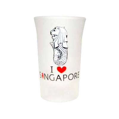 Frosted Cylinder Shape Shot Glass - I Love Singapore