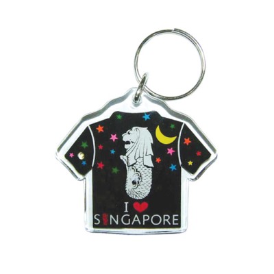 Acrylic keyring Tee - I Love Singapore