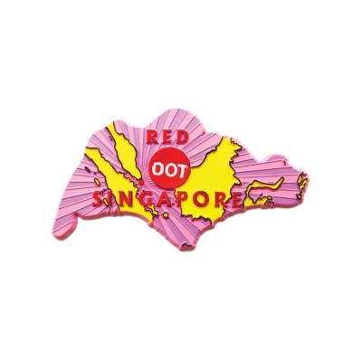 Rubberised Magnet - Singapore Map Pink