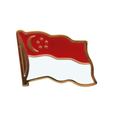 Collar Pin - Singapore Flag (Wavy)
