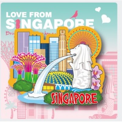 Wooden Magnet - Merlion Moments